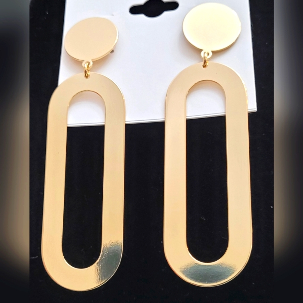 GEOMETRIC PIERCED EARRINGS GOLDTONE